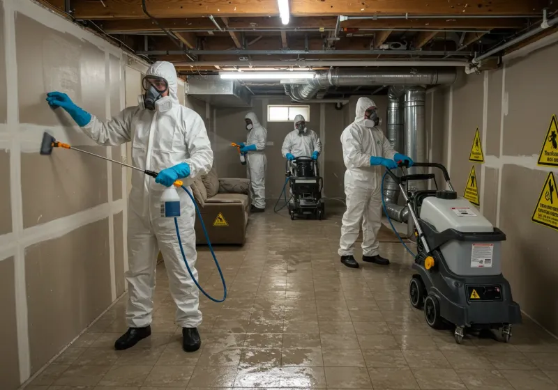 Basement Moisture Removal and Structural Drying process in Dunstable, MA